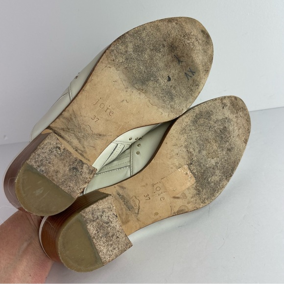 Joie Fayla Ivory Embellished Stacked Heel Slide On Mules - Picture 8 of 9